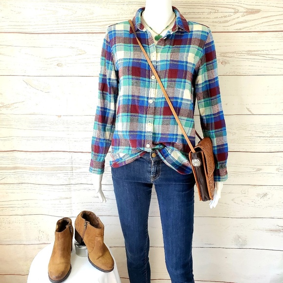 J. Crew Tops - J. Crew soft cotton flannel button front shirt